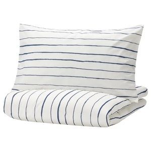 Ikea PAGODTRÄD Duvet cover and pillowcase(s), white/dark blue, King NEW